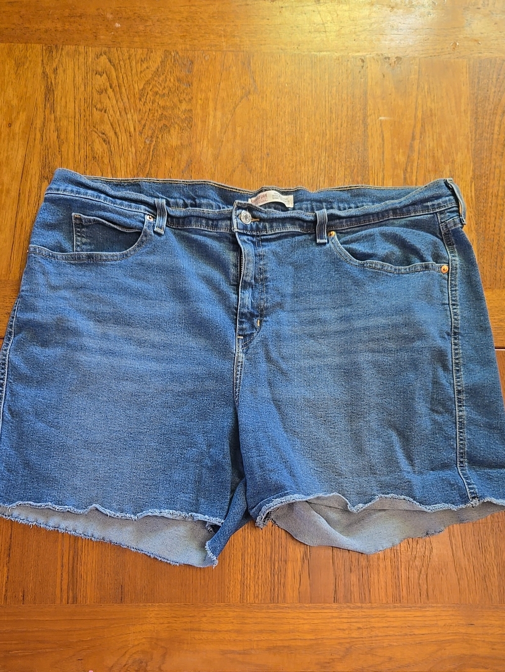 Levi's Blue Raw-Hem Denim High-rise Shorts